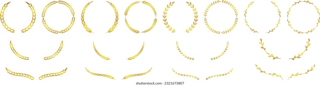 Hand-drawn Gold Vector Leaf Illustration Set