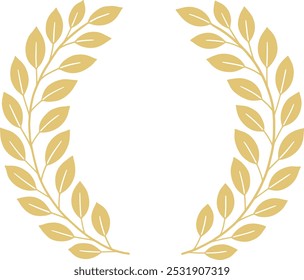 Hand-drawn golden laurel wreath frame