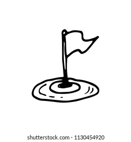 Handdrawn golf doodle icon. Hand drawn black sketch. Sign cartoon symbol. Decoration element. White background. Isolated. Flat design. Vector illustration.