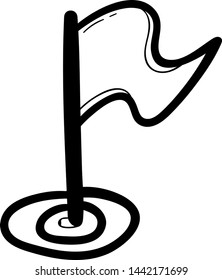 Handdrawn golf doodle icon. Hand drawn black sketch. Sign cartoon symbol. Decoration element. White background. Isolated. Flat design. Vector illustration.