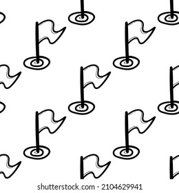 Handdrawn Golf Doodle Icon. Seamless Pattern.