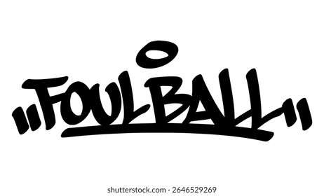 Hand-drawn graffiti tag of "Foulball" in bold black ink. Urban street lettering with baseball theme and transparent background, ideal for edgy, sporty, and youth-oriented designs.