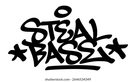 Hand-drawn graffiti tag of "Steal Base" in bold black ink. Urban street lettering with baseball theme and transparent background, perfect for fast, strategic, and youth-oriented visuals.
