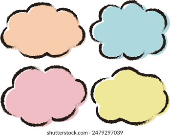 Hand-drawn graffiti-like balloons with a crayon touch, set of pastel-colored misprints
