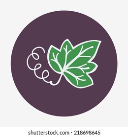 Hand-drawn grape leaf icon. Vector illustration, isolated on the background. Easy paste to any background
