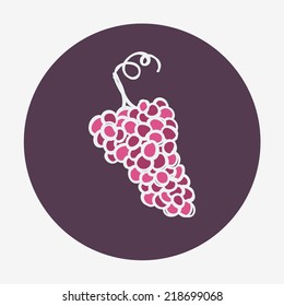 Hand-drawn grape ripe icon. Vector illustration, isolated on the background. Easy paste to any background