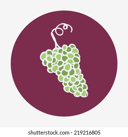 Hand-drawn grape ripe icon. White wine. Vector illustration, isolated on the background. Easy paste to any background