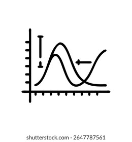 Handdrawn graph with two curves axis lines on a background chart diagram