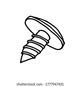 A hand-drawn graphic representation of a screw. Vector image. Isolated on a white background.