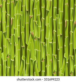 Hand-drawn green bamboo seamless  background Easily editable  vector illustration