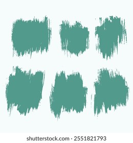 Hand-drawn green color grunge texture stripe brush stroke background set