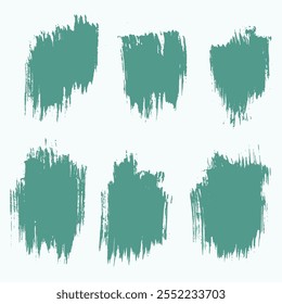 Hand-drawn green color grunge texture paint ink brush stroke background collection