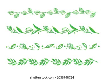 Set Watercolor Wreaths Laurelhand Painted Green Stock Vector (royalty 