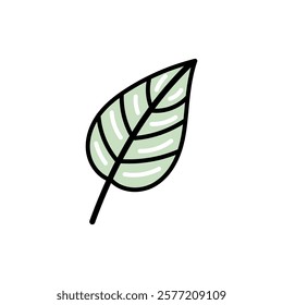 Hand-drawn green leaf doodle and flat illustration for eco and nature themes

