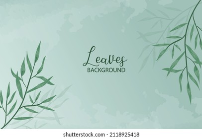 handdrawn green leaves background watercolor effect