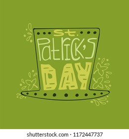 Hand-drawn green poster with modern lettering - St. Patrick's day.