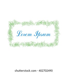 Hand-drawn green rectangle frame isolated on white background. VECTOR sketch.