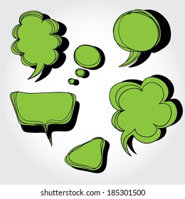 Hand-drawn, green speech bubbles