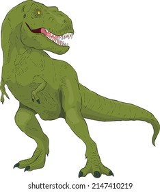 Hand-drawn green Trex vector illustration