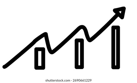 Ilustración de gráfico de crecimiento dibujado a mano que representa estadísticas