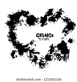 Handdrawn grunge dry brush frame. Modern grunge heart vector illustration.
