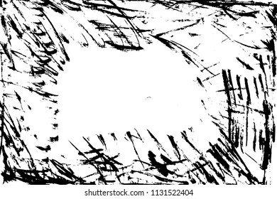 Handdrawn grunge dry brush frame. Modern grunge vector illustration.