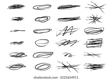  hand-drawn grunge element brush vector set