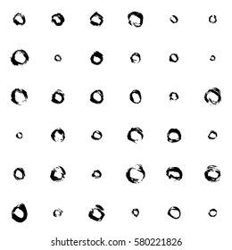 Hand-drawn grunge pattern with a dry brush using black ink. Seamless pattern made of geometric shapes, strokes and spots. Vector background can be used in printing, fabric, packaging, fashion, wraping