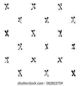Hand-drawn grunge pattern with a dry brush using black ink. Seamless pattern made of geometric shapes, strokes and spots. Vector background can be used in printing, fabric, packaging, fashion, wraping