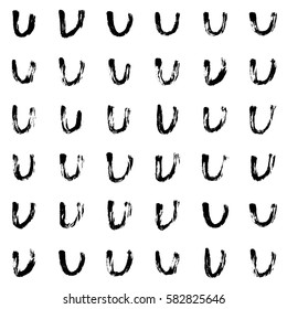 Hand-drawn grunge pattern with a dry brush using black ink. Seamless pattern made of geometric shapes, strokes and spots. Vector background can be used in printing, fabric, packaging, fashion, wraping