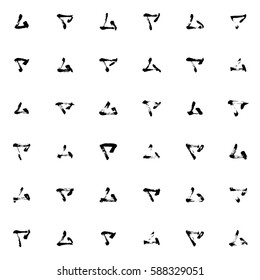 Hand-drawn grunge pattern with a dry brush using black ink. Pattern made of geometric shapes, triangles. Vector background can be used in printing, fabric, packaging, fashion, wraping