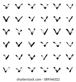 Hand-drawn grunge pattern with a dry brush using black ink. Pattern made of geometric shapes, strokes and spots. Vector background can be used in printing, fabric, packaging, fashion, wraping
