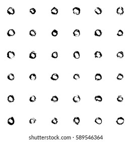 Hand-drawn grunge pattern with a dry brush using black ink. Pattern made of geometric shapes, strokes and spots. Vector background can be used in printing, fabric, packaging, fashion, wraping