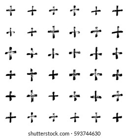 Hand-drawn grunge pattern with a dry brush using black ink. Seamless pattern made of geometric shapes, strokes and spots. Vector background can be used in printing, fabric, packaging, fashion, wraping