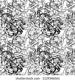 Hand-drawn grunge seamless infinite pattern in gray graduation from stripes of varying thickness on a white background.