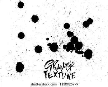 Handdrawn grunge texture. Abstract ink drops background. Black and white grunge illustration. Vector watercolor artwork pattern.