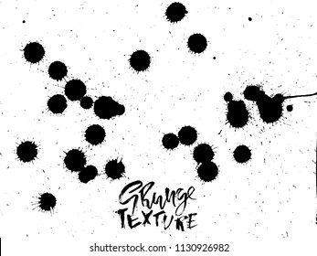 Handdrawn grunge texture. Abstract ink drops background. Black and white grunge illustration. Vector watercolor artwork pattern.