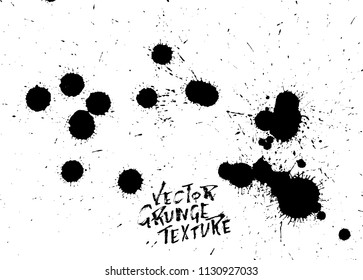 Handdrawn grunge texture. Abstract ink drops background. Black and white grunge illustration. Vector watercolor artwork pattern.