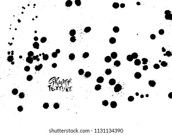 Handdrawn grunge texture. Abstract ink drops background. Black and white grunge illustration. Vector watercolor artwork pattern.