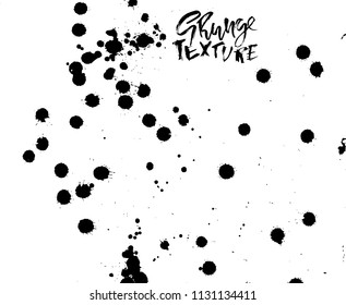 Handdrawn grunge texture. Abstract ink drops background. Black and white grunge illustration. Vector watercolor artwork pattern.