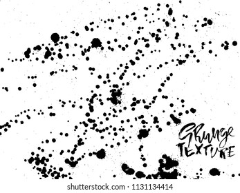 Handdrawn grunge texture. Abstract ink drops background. Black and white grunge illustration. Vector watercolor artwork pattern.