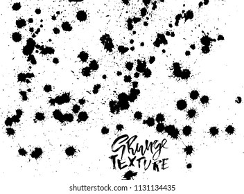 Handdrawn grunge texture. Abstract ink drops background. Black and white grunge illustration. Vector watercolor artwork pattern.