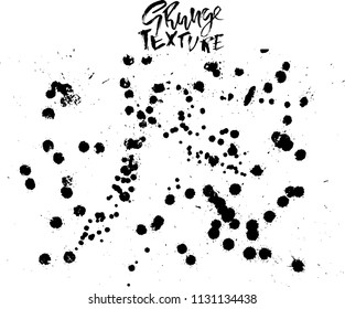 Handdrawn grunge texture. Abstract ink drops background. Black and white grunge illustration. Vector watercolor artwork pattern.