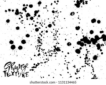 Handdrawn grunge texture. Abstract ink drops background. Black and white grunge illustration. Vector watercolor artwork pattern.