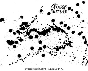 Handdrawn grunge texture. Abstract ink drops background. Black and white grunge illustration. Vector watercolor artwork pattern.
