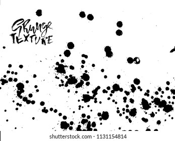 Handdrawn grunge texture. Abstract ink drops background. Black and white grunge illustration. Vector watercolor artwork pattern.
