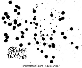 Handdrawn grunge texture. Abstract ink drops background. Black and white grunge illustration. Vector watercolor artwork pattern.