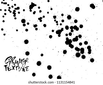 Handdrawn grunge texture. Abstract ink drops background. Black and white grunge illustration. Vector watercolor artwork pattern.