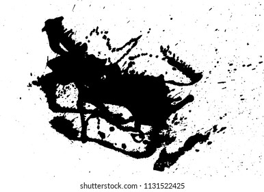 Handdrawn grunge texture. Abstract ink drops background. Black and white grunge illustration. Vector watercolor artwork pattern.