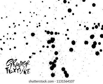 Handdrawn grunge texture. Abstract ink drops background. Black and white grunge illustration. Vector watercolor artwork pattern.